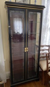 Modern Black and Gold Trim Display Cabinet