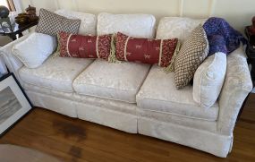 Upholstered Three Cushion Floral Sofa