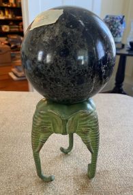 Round Marble Ball with Elephant Metal Base