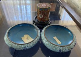 Cloisonne Round Bowls and Trinket Box