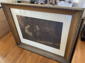 Early 20th Century Framed Discussing  Print