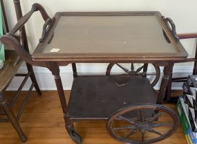 20th Century Mahogany Serving Push Cart