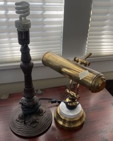 Brass Desk Lamp and Candle Stick Table Lamp