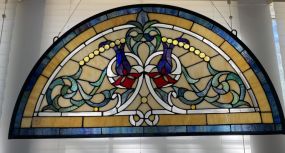 Half Moon Tiffany Style Glass Window Panel