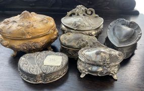 Collection of Vintage Metal Trinket Keep Sake Boxes