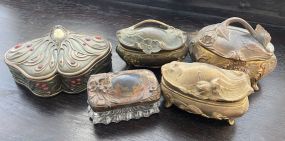 Collection of Vintage Metal Trinket Keep Sake Boxes