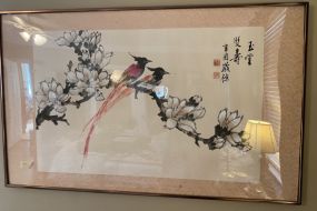 Asian Hand Painted Bird Scenery