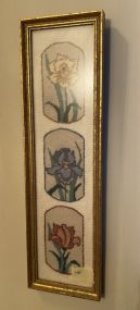 Framed Cross Stitch Flowers