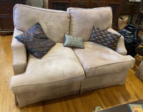 Suede Style  Upholstered Two Cushion Love Seat