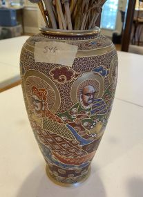 Japanese Satsuma Style Hand Painted Flower Vase