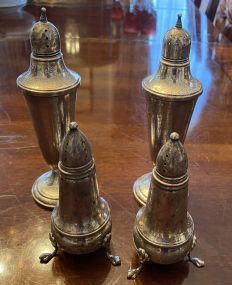 Two Pair of Weighted Sterling Salt & Pepper Shakers