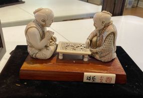 Japanese Carved Netsuke Style Gaming Player Figurines