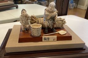 Japanese Carved Netsuke Style Farming Figurines