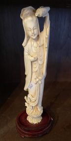 Chinese Carved Ivory Style Figurine of Guanyin