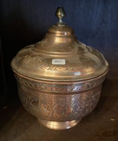 Vintage Cariroware Style Persian Brass Lidded Pot