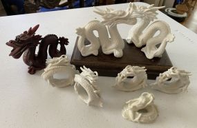 Porcelain Dragon Figurines and Porcelain Dragon Napkin Rings
