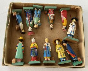 Group of Korean Miniature Wood Carved Figurines