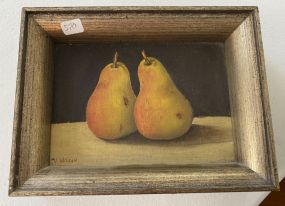 V. Wilson Signed Still Life Painting of Pears