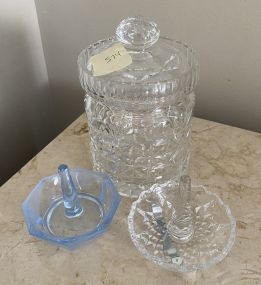 Pressed Glass Biscuit Jar and Rings Holders