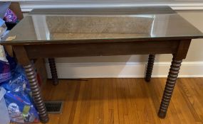 Antique English Mahogany Bobbin Leg Console Table