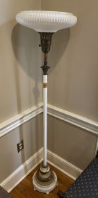 Vintage Milk Glass Torchiere Floor Lamp