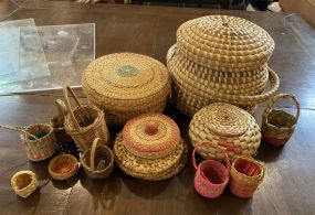 Assorted Collection of Southwest Hand Weaved Baskets