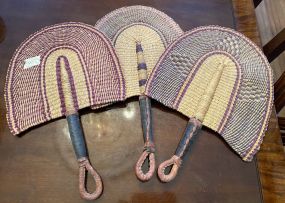 Three Bolga Weaved African Fans