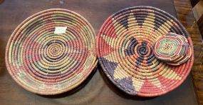 African Sunburst Basket and Woven Basket