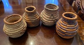 Four Hand Woven Southwestern Olla Style Baskets