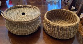 Hand Woven Grass Hamper and Bowl Basket