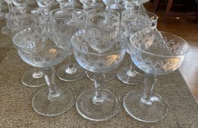 7 Vintage Etched Crystal Glassware