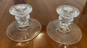 Pair of Fostoria American Clear Candle Holders