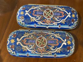 Pair of Enamel Blue Sun Glass Cases