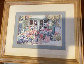Framed Unsigned Watercolor Print of Planters