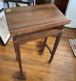 Cherry Wood Rolling Book Cart