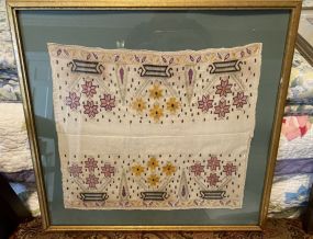 Vintage Framed Hand Made Tea Towel Tapestry