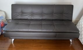 Black Vinyl Modern Futon/Sofa