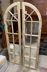 Pair of Old Half Arch Window Side Lights