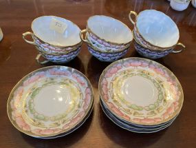 Japanese Hand Painted 6 Cups and Saucers