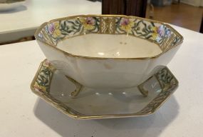 Nippon Hand Painted Footed Bowl and Bowl