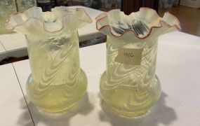 Victorian Style Blown Twist Opalescent Celery Vases