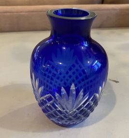 Etched Cobalt Blue Vase