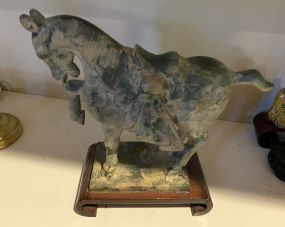 Vintage Cast Iron Reproduction Tang Dynasty War Horse Statue