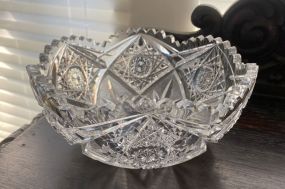 Vintage Hobstar Pressed Glass Serving Bowl