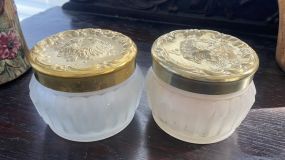 Pair of Vintage Glass Powder Jars