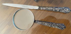 Sheffield Silver Plated Letter Opener and Magnifying  Glass