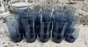 Set of 18 Gorham Blue Drinking Glasses