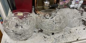 Two Pressed Glass Fruit Bowls and Small Glass Bowl