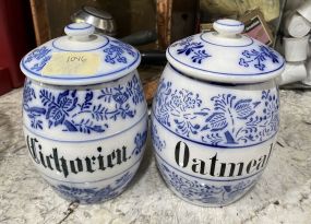 Blue and White Porcelain Food Canisters