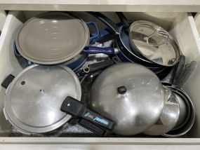 Group of Stainless Cooking Pots and Pans